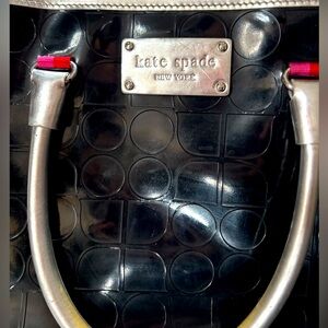 Kate Spade Black Patented Leather shoulder bag with silver accents